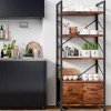 Celebalcony 5 Tier Bookshelf with 2 Drawers, Standing Shelf Units, Wood and Metal Storage Organizer, Bookcase for Home, Office Bedroom, Rustic Brown - 2 of 4