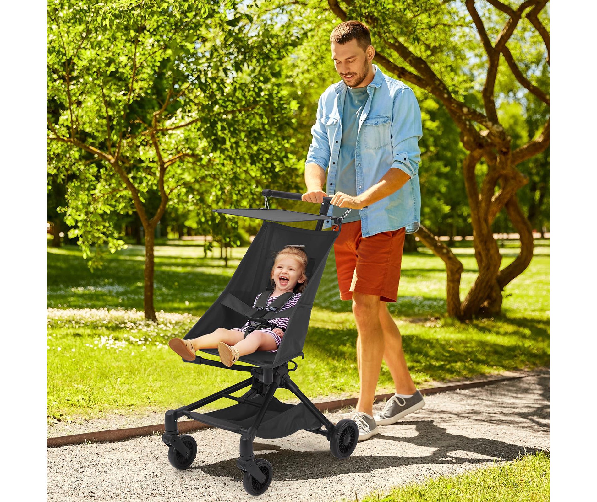 Lightweight Baby Stroller, Compact Strollers for Travel, Travel Stroller for Airplane with Carry Bag, Foldable Toddler Strollers with Storage Basket