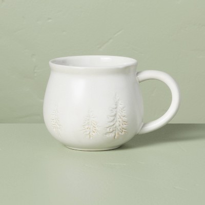 16oz Winter Trees Round Stoneware Mug Cream - Hearth & Hand™ with Magnolia
