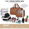 3-Piece Leather Weekender Duffel Bag Set with Shoe Compartment & Toiletry Bag, Large Overnight C - 3 of 4