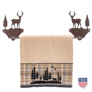 5 Star Super Deals Rustic Wall Mounted Towel Rack with Deer and Tree Design – Wildlife-Inspired Metal Holder -  Nature-Themed Bathroom or Cabin Decor - 1 of 4