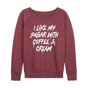 Women's - Instant Message - Sugar With Coffee And Cream Lightweight French Terry Wide Neck Long Sleeve Shirt - 1 of 4