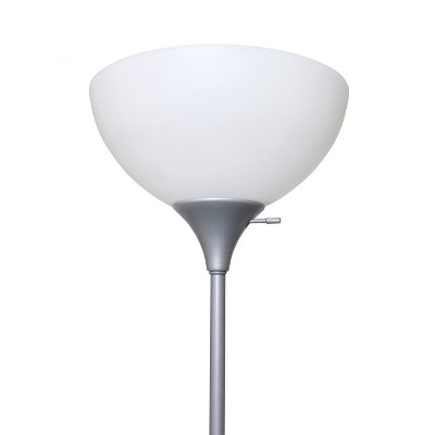 Adjustable White and Silver Metal Floor Lamp with Lampshade