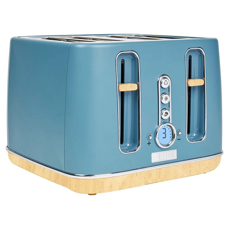 Haden Dorchester 4 Slice Wide Slot Bread and Bagel Retro Toaster with Removable Crumb Tray and Variable Browning Control, Stone Blue, 1 of 7
