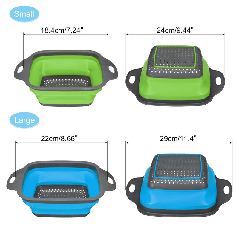 Unique Bargains Collapsible Colander Set Silicone Square Foldable Strainer Space Saving, 5 of 6