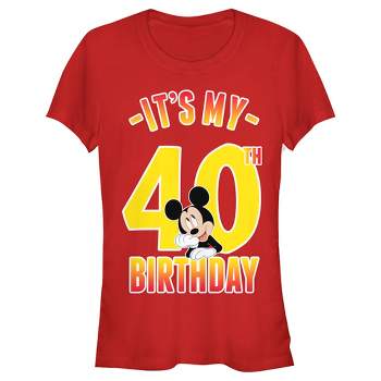 Junior's Mickey & Friends It's My 40th Birthday  T-Shirt - Red - Large