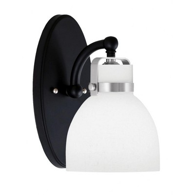 Toltec Lighting Easton 1 - Light Sconce in  Matte Black/Brushed Nickel with 6'' White Muslin Shade