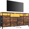 Garvee 10 Drawer TV Stand for 65-75 Inch TV - 63" W Long Fabric Dresser Entertainment Center with LED Lights & Power Outlets - 3 of 4