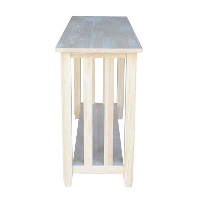 Mission Unfinished Wood Rectangular Console Table with Storage