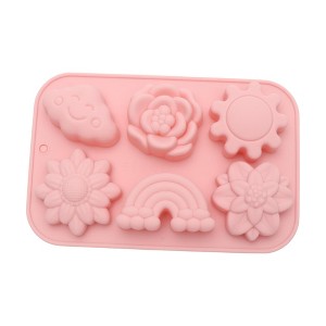 Unique Bargains Candy Mould 6-Cavity Rainbow Cloud Sun Flower Candy Mould Hand Wash 7.2"x4.72"x1.02" 1 Pc - 1 of 4