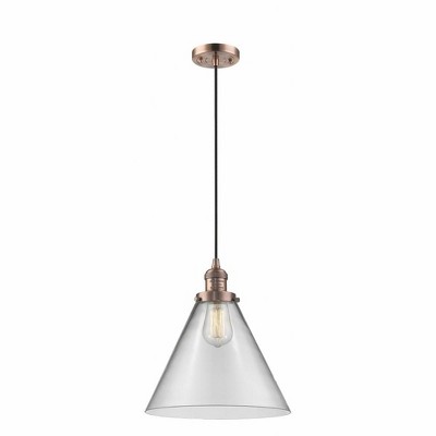 Cone - 1 Light Cord Hung Mini Pendant In Industrial Style-14 Inches Tall and 12 Inches Wide