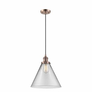 Cone - 1 Light Cord Hung Mini Pendant In Industrial Style-14 Inches Tall and 12 Inches Wide - 1 of 1