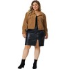 Agnes Orinda Women's Plus Size Lightweight Cropped Button Down Corduroy Trucker Jackets - 3 of 4
