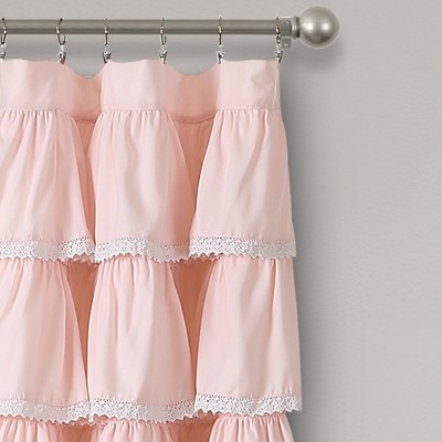 Pink Lace Ruffle Sheer Polyester Kids' Curtain Panel