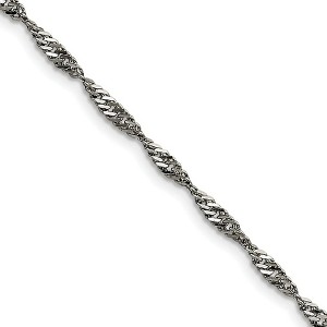 Black Bow Jewelry 3mm Stainless Steel Singapore Chain Necklace - 1 of 4