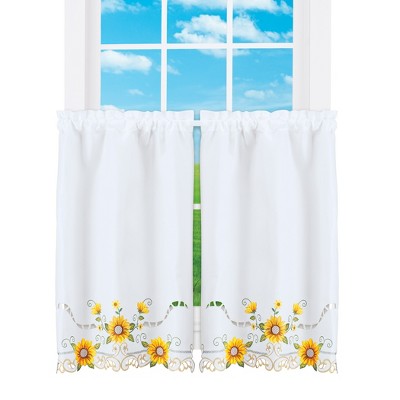 Collections Etc Lovely Sunflower Border Kitchen Curtains 36l Tiers   GUEST Ac1983de 4a0a 4d70 9a2a A7061d83ab55