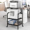 Acekool Large Mobile Printer Stand with Power Outlets and USB Ports, Adjustable 3-Tier Rolling Cart with Wheels for Home Office, Rustic Black - 2 of 4
