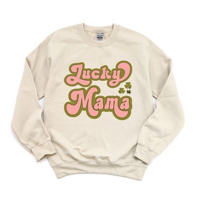 Simply Sage Market Women's Graphic Sweatshirt Lucky Mama Retro Clovers
