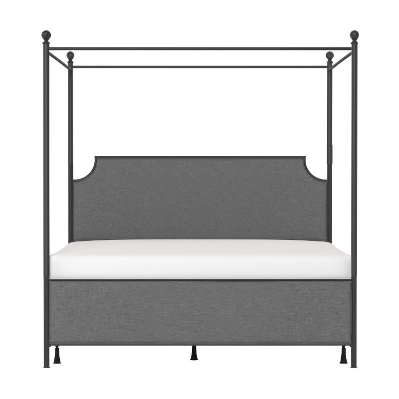 Mcarthur Metal and Upholstered Canopy Bed Matte Black/Gray Fabric - Hillsdale Furniture, 6 of 14