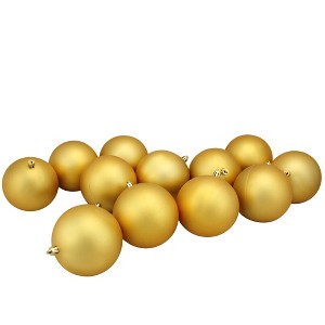 Northlight 12ct Shatterproof Matte Christmas Ball Tree Ornament Set 4" - Gold - 1 of 3