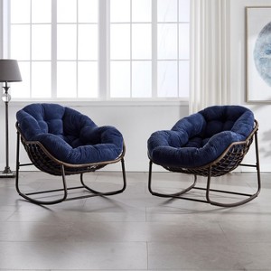 Lyngins Modern Indoor&Outdoor Leisure Rattan Rocking Chair with Padded Cushion,Comfy Accent Chair for Living Room,Garden - 1 of 4