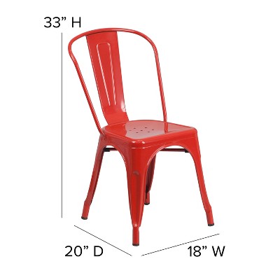 Red Powder Coated Steel Tolix Dining Chair
