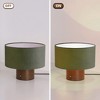 10.6" Retro Walnut Wooden Touch Table Lamp with Corduroy Velvet Shade, Vintage Style for Bedroom, Living Room, Reading Nook, or Hotel Spaces - 2 of 4