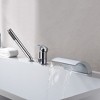 Sumerain 3 Hole Deck Mount Roman Tub Faucet with Hand Shower Brushed Nickel Waterfall Bathtub Faucet - 2 of 4
