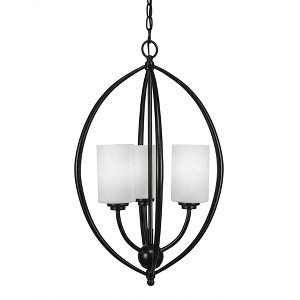 Toltec Lighting Marquise 3 - Light Pendant in  Dark Granite with 4" White Muslin Shade - 1 of 1