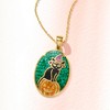 Ross-Simons Malachite, Onyx, Carnelian and 1.00 ct. t.w. Amethyst Halloween Cat Mosaic Inlay Pendant Necklace in 18kt Gold Over Sterling Size 18 - 3 of 4