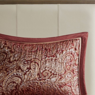 Burgundy Reversible Queen Microfiber Jacquard Bedspread Set