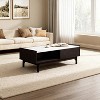 LuxenHome Modi Wenge Coffee Table with 1 Door, Open Storage & Raised Sides, Faux Marble Top, Manufactured Wood Brown - 4 of 4