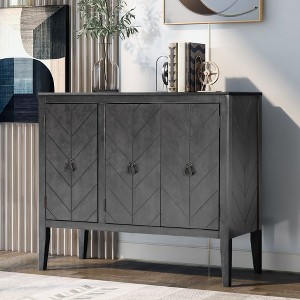 Okak Sideboard Buffet, Storage Cabinet with 3 Curved Swirl Doors & 2 Shelves, Coffee Bar Cabinet for Kitchen Living Room Entrance - 1 of 4