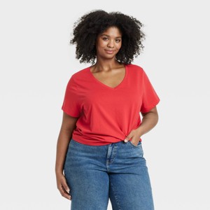 Women's Short Sleeve V-Neck T-Shirt - Ava & Viv™ - 1 of 3