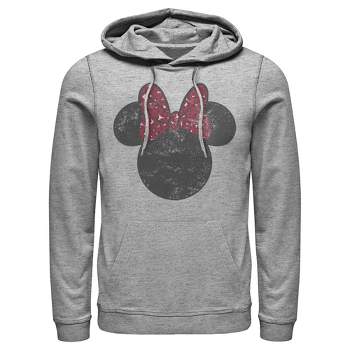 Men's Mickey & Friends Minnie Mouse Distressed Leopard Bow Pull Over Hoodie