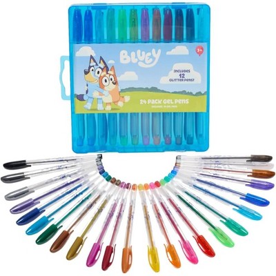 Bluey Gel Pen Set for Kids, 24 Pack with Glitter Gel Pens, Cute Pens for Boys and Girls