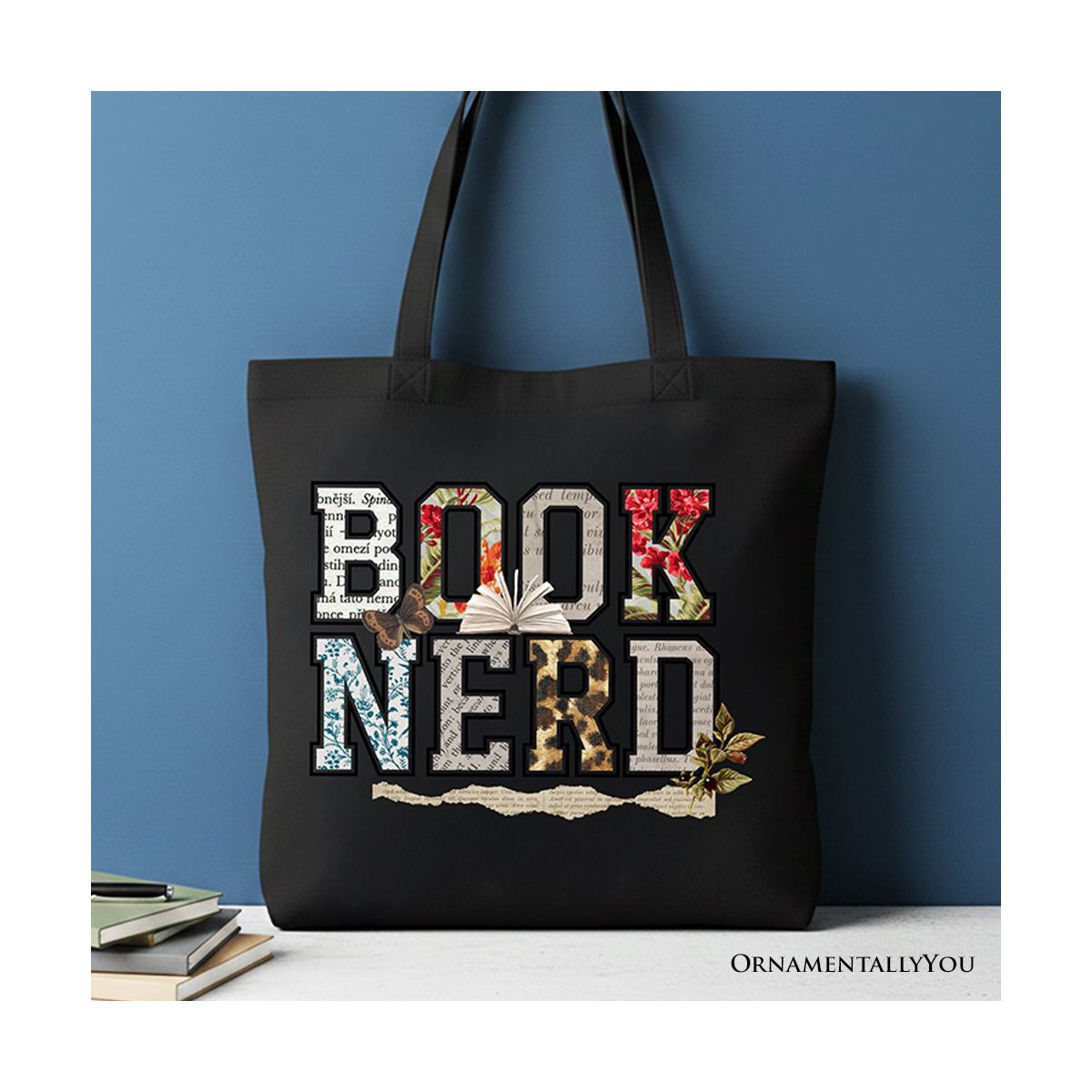 Book Nerd Collage Retro Tote Bag, Bookish Booktok Librarian Gift Shopper | OrnamentallyYou