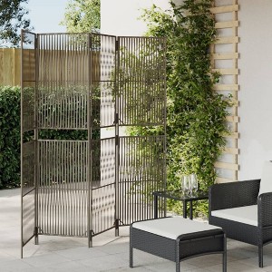 vidaXL Room Divider 4 Panels Gray Poly Rattan - 1 of 4