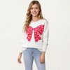 Anna-Kaci Women's Heart Bow Knit Sweater with Playful Graphic Design, Soft Crew Neck Fit and Cozy Long Sleeve Detailing - 2 of 4