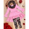 Girls Pretty Pink Tunic, Leopard Legging and Scarf Set - Mia Belle Girls - image 3 of 4