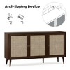 ChicFurnit Utility Storage Cabinets 3 Doors Rattan Storage Cabinet Floor Cabinet Accent Cabinet for Home Living, Brown, 65"*21"*6" - 3 of 4