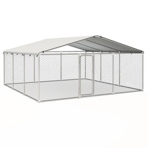 XBRIGH Outdoor Dog Kennel with Waterproof Cover,UV-Resistant Roof and Secure Locking Mechanism for Large Dogs,Durable Metal Enclosure - 1 of 4