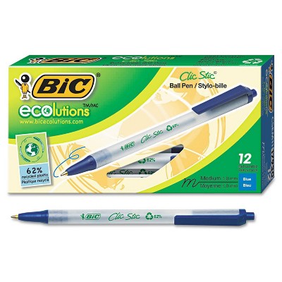 BIC Ecolutions 12pk Clic Stic Ballpoint Retractable Pen Blue