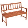 vidaXL Solid Acacia Wood Patio Bench with Light Oil Finish and Comfortable Cushion - 47.2 inch Retro Style Bench for Outdoor Spaces - 2 of 4