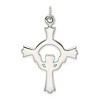 Black Bow Jewelry Sterling Silver Solid Antiqued Claddagh Cross Pendant, 25 x 42mm - 3 of 4