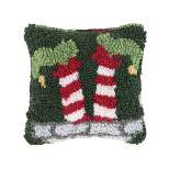 C&F Home 8" x 8" Elf Hooked Petite Christmas Holiday Throw Pillow