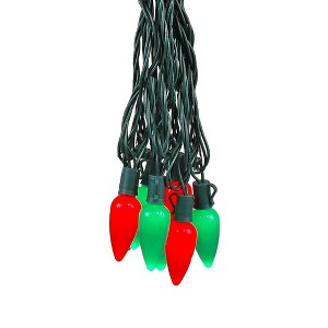 Novelty Lights LED C9 Ceramic Outdoor Lighting, Green Wire (25 Bulbs, 120 V) - 1 of 4