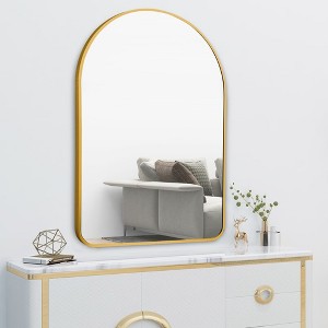 Spassway 36"H x 24"W Arched Metal Accent Wall Mirror Bathroom Mirror Wall Decor for Living Room Bedroom Entryway Office Home - 1 of 4