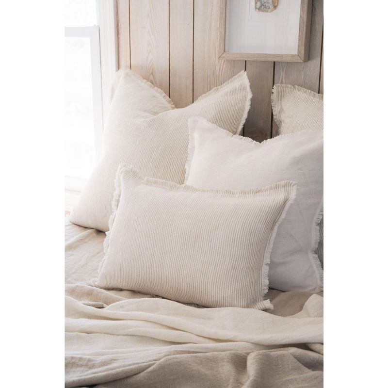 Beige Pinstripe So Soft Linen Pillow, 4 of 12