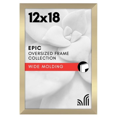 Americanflat 12x18 Poster Frame with Polished Plexiglass - Gold Picture Frame with Engineered Wood - Epic Collection